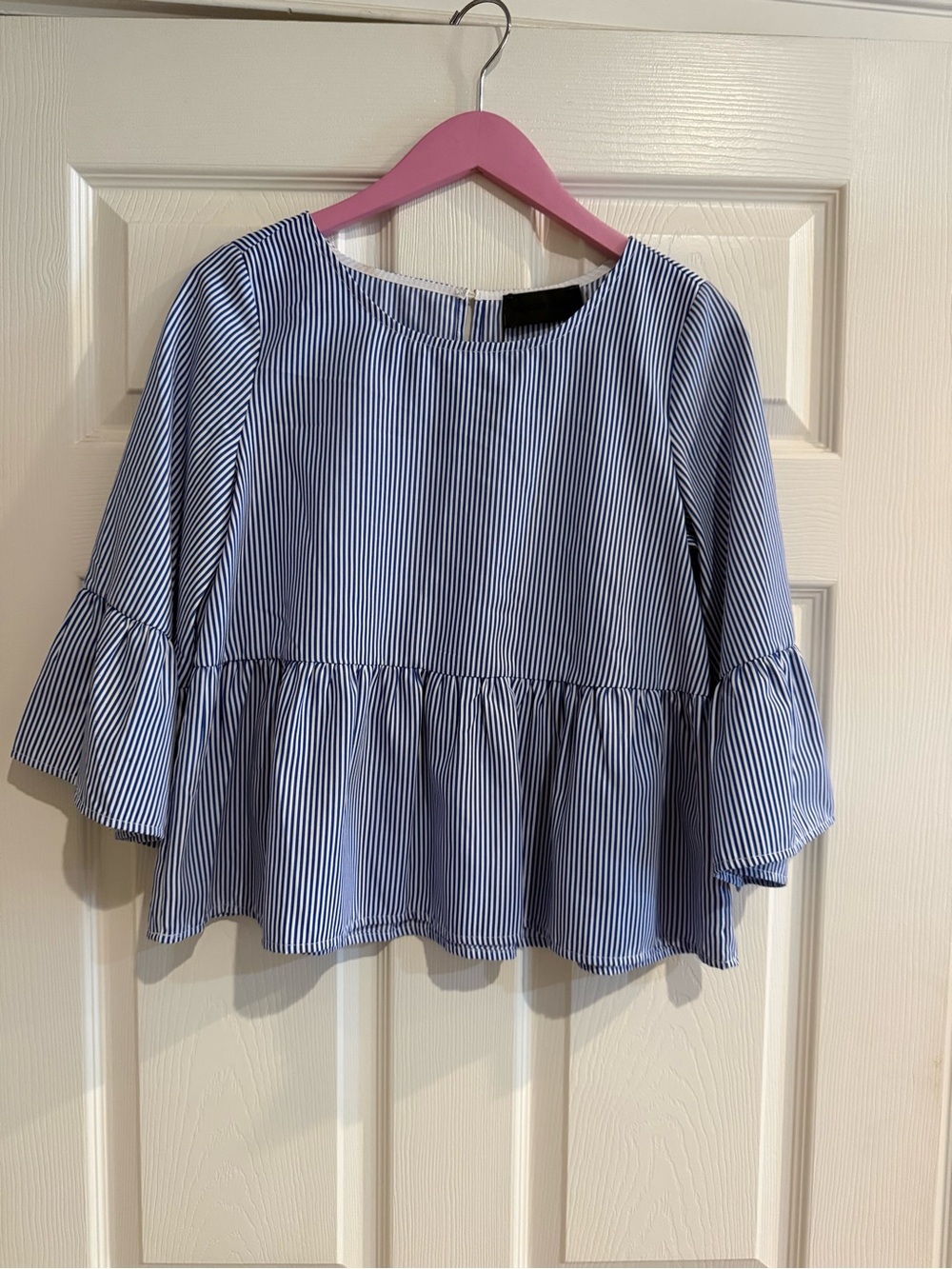 Blaque Label Blue and White Striped Peplum Blouse
